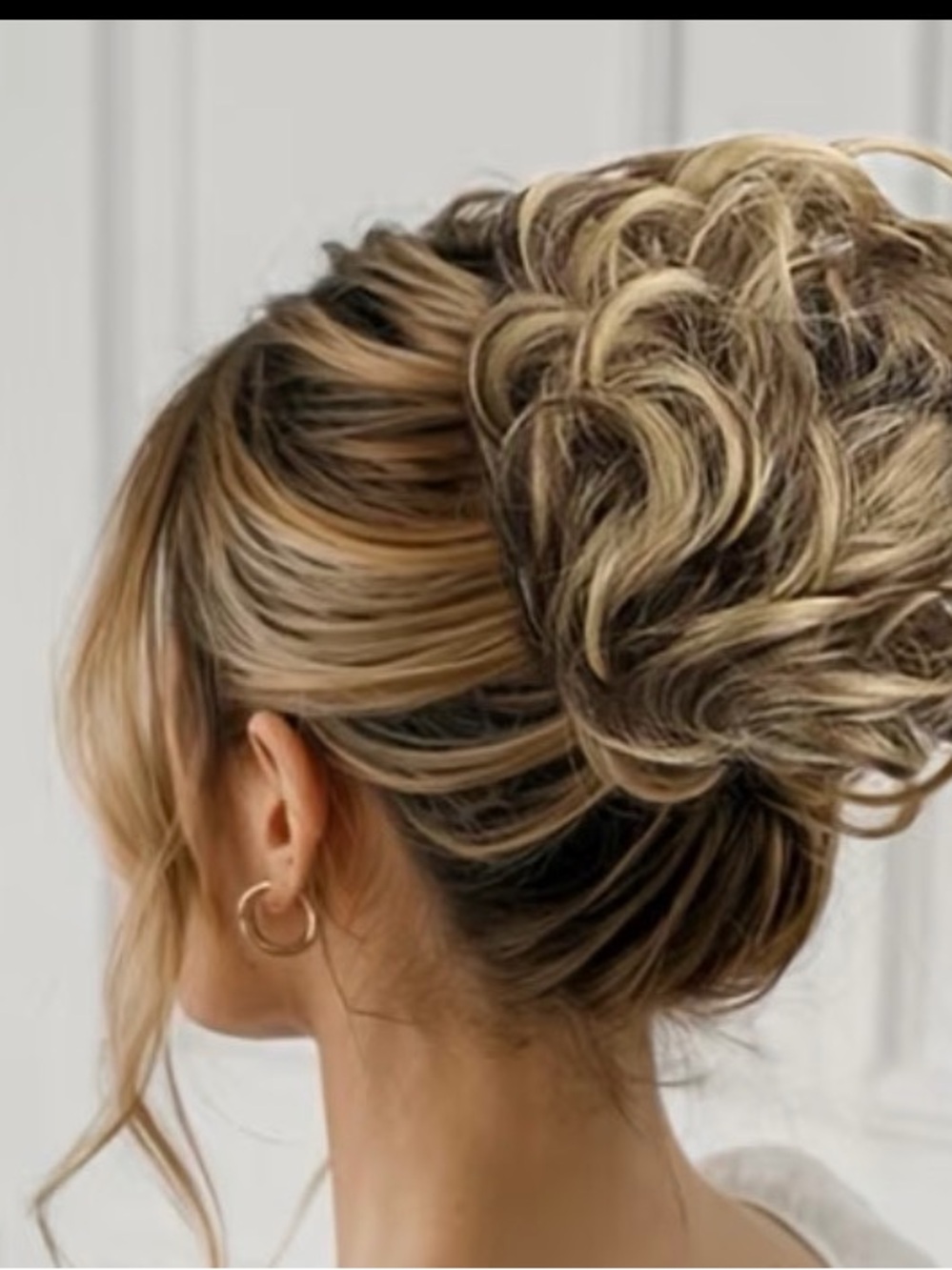 2 Honey Blonde Streaked Messy Bun Scrunchie Donut, Human Hair, 4”, NWT